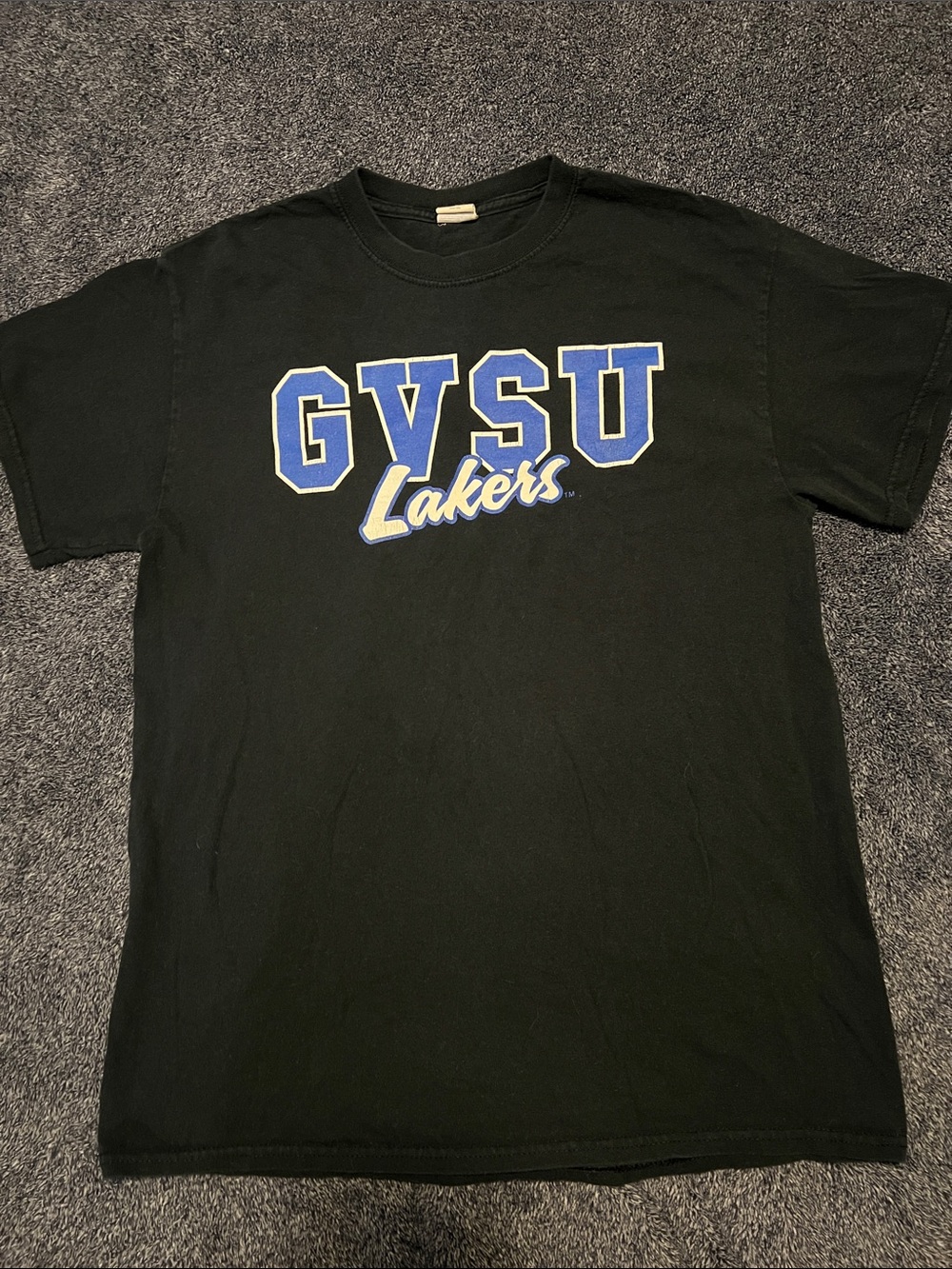 Gildan Black GVSU Lakers Graphic Tee with Blue and White Logo